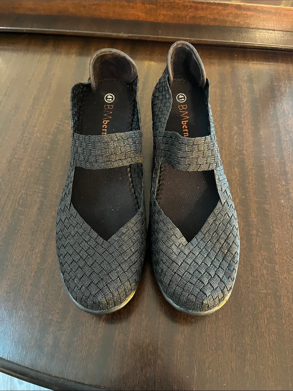 bernie mev. Black Woven Mary Jane Flats